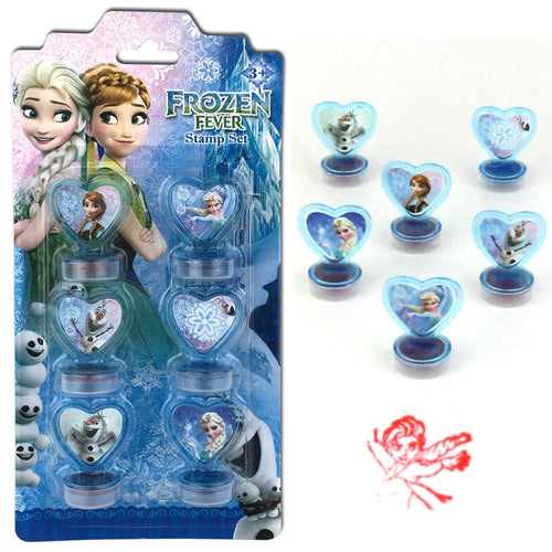 Disney 6PCS Frozen Princess Aisha Spiderman   cartoon stamped   children's toy seal Drawing tools  art supplies toys gift